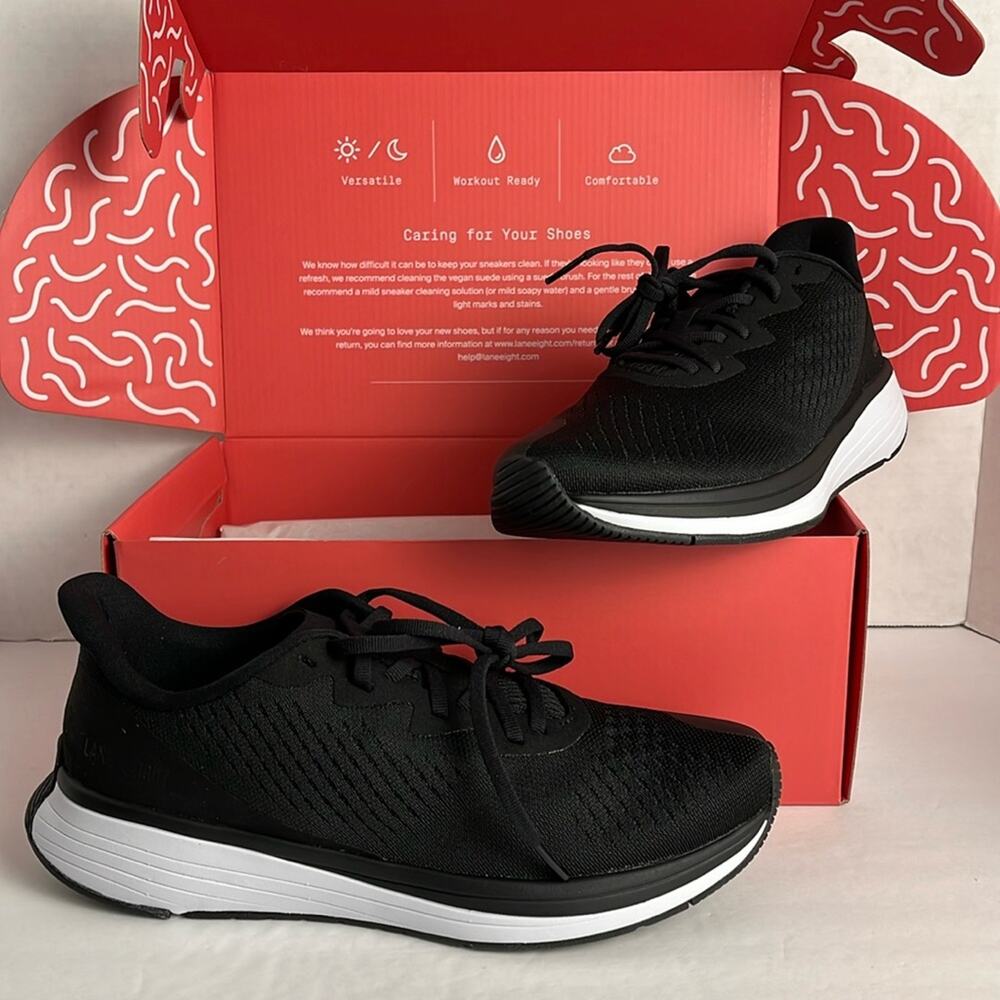 Lane Eight Woman's Relay Trainer Shoes Unisex Black Sneakers Athletic
